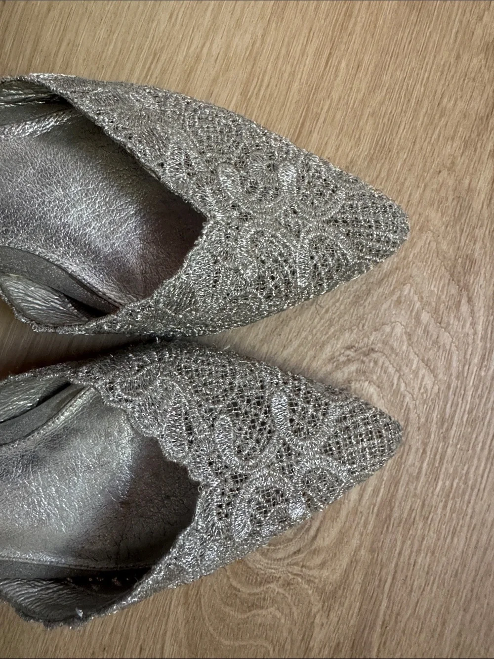 Adrianna Papell Silver Lace Trala Flat